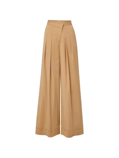 Veronica Beard Heron Pleated Wide Leg Pants In Brown