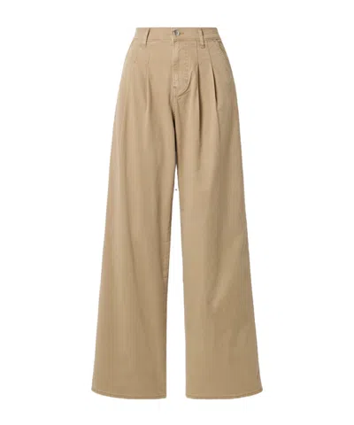 Veronica Beard Pleated Twill Wide-leg Jeans In Brown