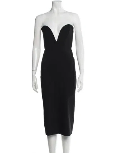 Pre-owned Veronica Beard Plunge Neckline Midi Length Dress In Black
