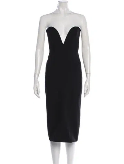 Pre-owned Veronica Beard Plunge Neckline Midi Length Dress W/ Tags In Black
