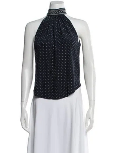 Pre-owned Veronica Beard Polka Dot Print Halterneck Top In Blue