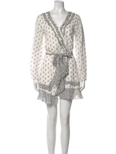 Pre-owned Veronica Beard Polka Dot Print Mini Dress In White