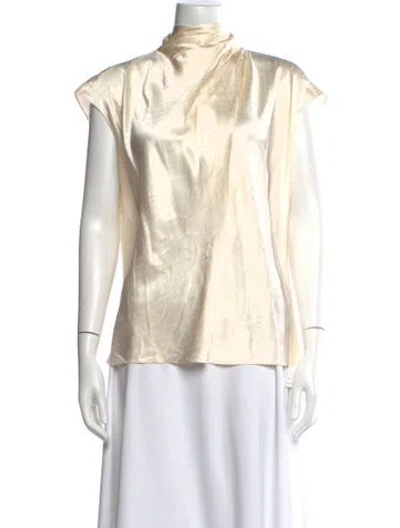 Pre-owned Veronica Beard Polka Dot Print Mock Neck Blouse W/ Tags In Neutral