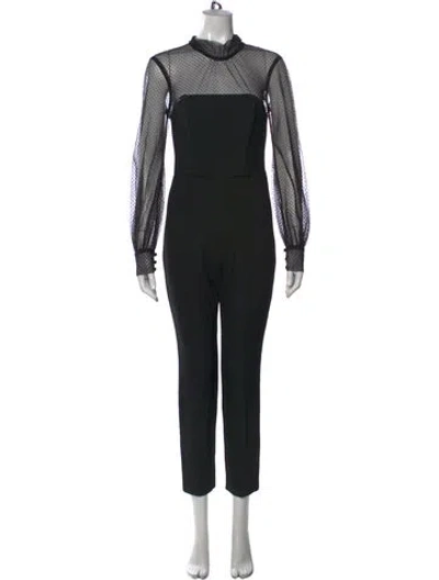 Pre-owned Veronica Beard Polka Dot Print Mock Neck Jumpsuit In Black