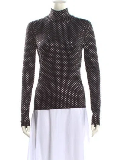 Pre-owned Veronica Beard Polka Dot Print Mock Neck Sweatshirt In Black