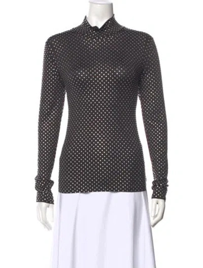Pre-owned Veronica Beard Polka Dot Print Mock Neck Top W/ Tags In Gray