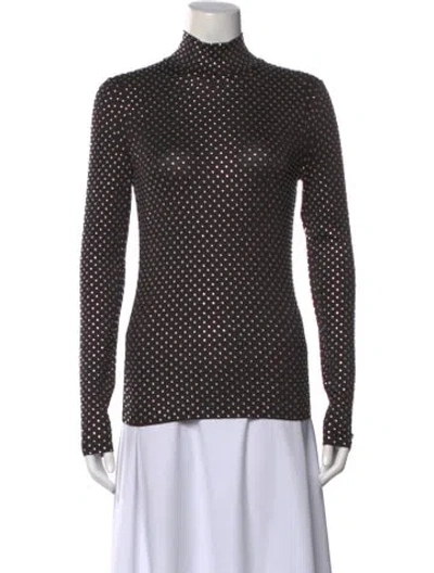 Pre-owned Veronica Beard Polka Dot Print Turtleneck Top In Black