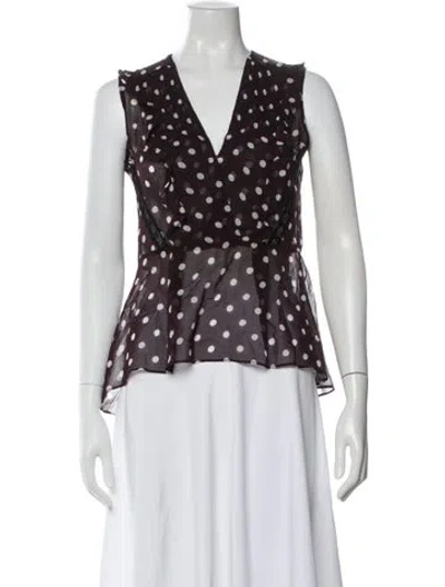 Pre-owned Veronica Beard Polka Dot Print V-neck Blouse In Multi