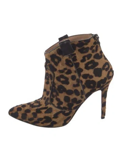 Pre-owned Veronica Beard Ponyhair Animal Print Boots In Neutral