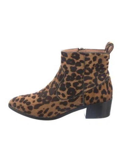 Pre-owned Veronica Beard Ponyhair Animal Print Boots In Neutrals