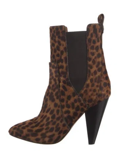 Pre-owned Veronica Beard Ponyhair Animal Print Chelsea Boots In Neutral
