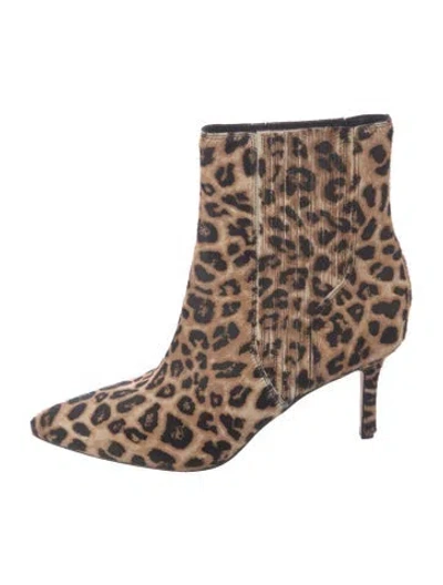 Pre-owned Veronica Beard Ponyhair Animal Print Chelsea Boots In Neutrals