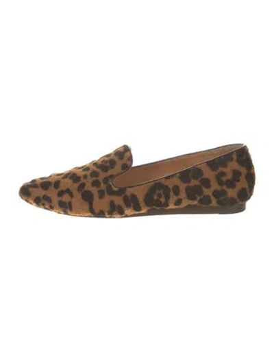 Pre-owned Veronica Beard Ponyhair Animal Print Loafers In Black