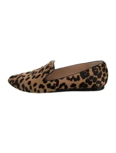 Pre-owned Veronica Beard Ponyhair Animal Print Loafers In Brown