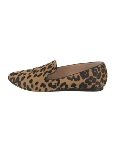 Pre-owned Veronica Beard Ponyhair Animal Print Loafers In Brown