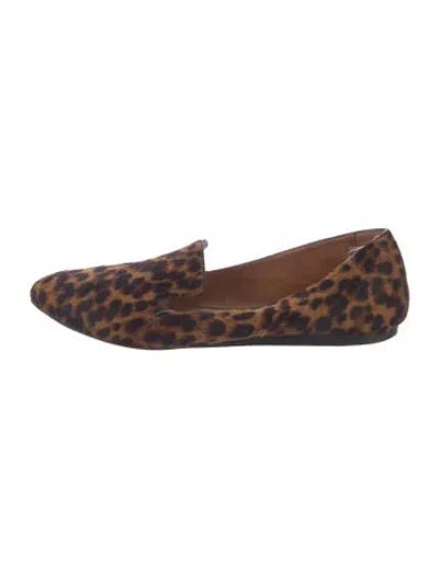 Pre-owned Veronica Beard Ponyhair Animal Print Loafers In Brown