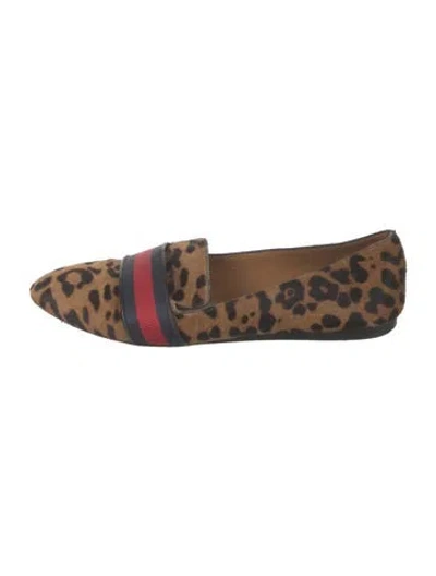 Pre-owned Veronica Beard Ponyhair Animal Print Loafers In Brown