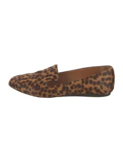 Pre-owned Veronica Beard Ponyhair Animal Print Loafers In Brown