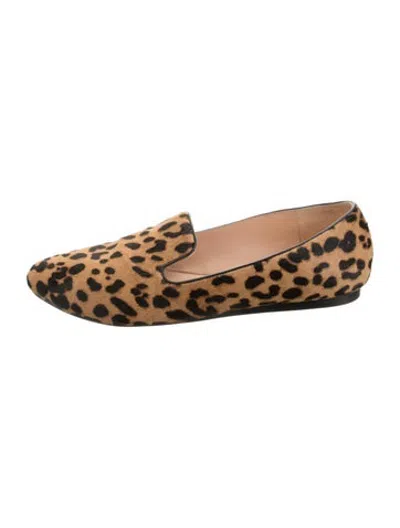 Pre-owned Veronica Beard Ponyhair Animal Print Loafers In Brown