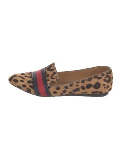 Pre-owned Veronica Beard Ponyhair Animal Print Loafers In Neutrals