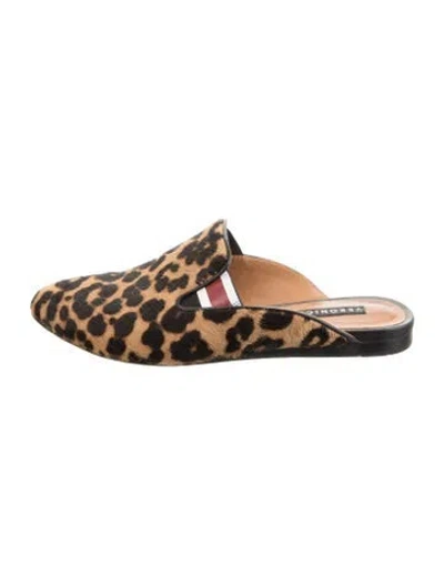Pre-owned Veronica Beard Ponyhair Animal Print Mules In Multi