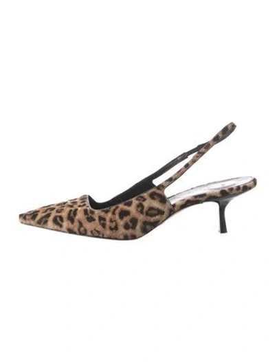 Pre-owned Veronica Beard Ponyhair Animal Print Slingback Pumps In Multicolor