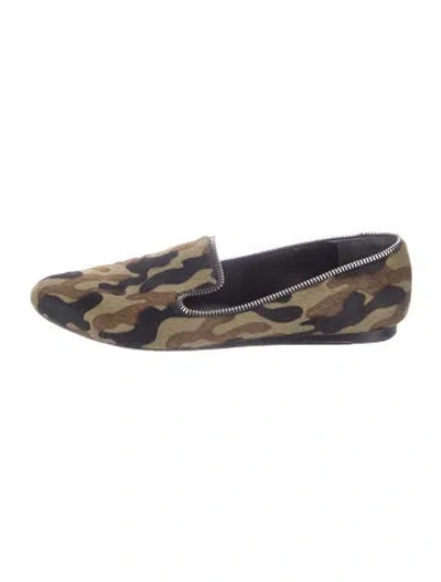 Pre-owned Veronica Beard Ponyhair Camouflage Print Loafers In Blue