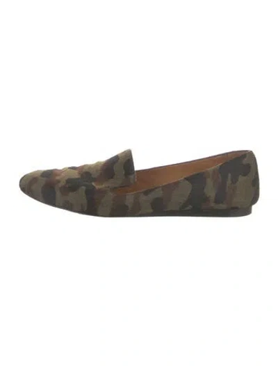 Pre-owned Veronica Beard Ponyhair Camouflage Print Loafers In Green