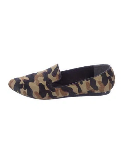 Pre-owned Veronica Beard Ponyhair Camouflage Print Loafers In Multi
