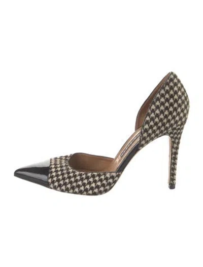 Pre-owned Veronica Beard Ponyhair Houndstooth Print D'orsay Pumps In Multi