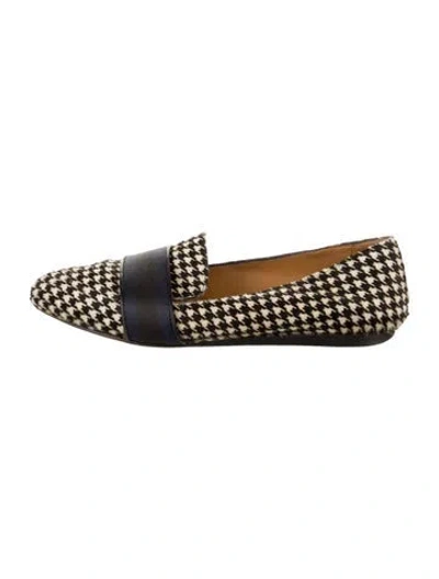 Pre-owned Veronica Beard Ponyhair Houndstooth Print Loafers In Neutral