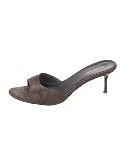 Pre-owned Veronica Beard Ponyhair Slides In Brown