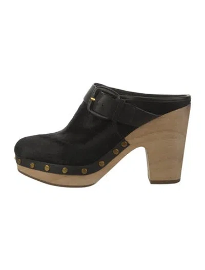 Pre-owned Veronica Beard Ponyhair Studded Accents Mules In Black