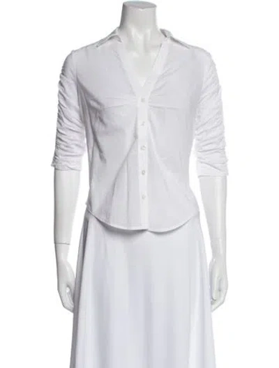 Pre-owned Veronica Beard Porta Three-quarter Sleeve Button-up Top In Neutral