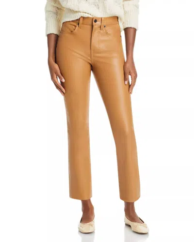 Veronica Beard Pre-loved Carly Kick Flare High Rise Faux Leather Jeans In Cognac In Brown