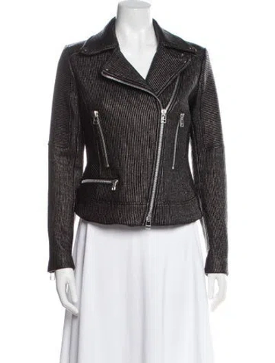 Pre-owned Veronica Beard Printed Biker Jacket In Gray