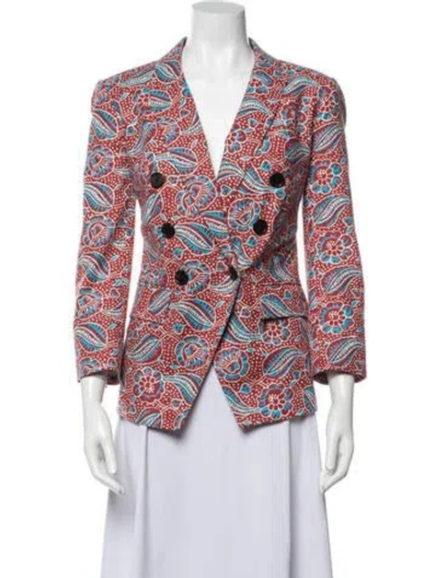 Pre-owned Veronica Beard Printed Blazer In Red