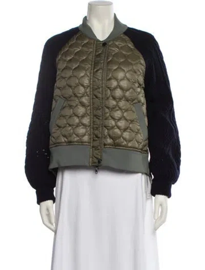 Pre-owned Veronica Beard Printed Bomber Jacket In Green