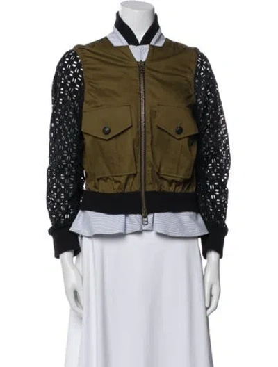 Pre-owned Veronica Beard Printed Bomber Jacket In Green