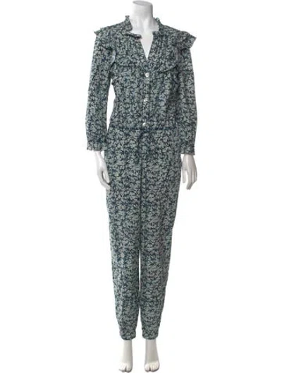 Pre-owned Veronica Beard Printed Cowl Neck Jumpsuit W/ Tags In Blue