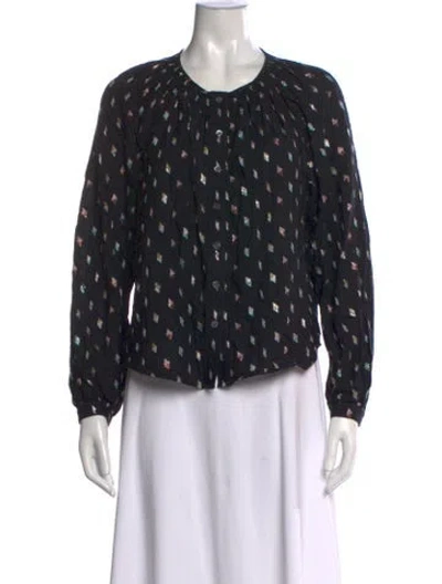 Pre-owned Veronica Beard Printed Crew Neck Blouse In Black