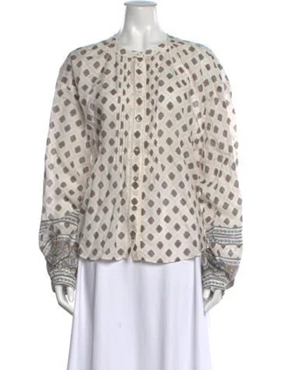 Pre-owned Veronica Beard Printed Crew Neck Blouse In Multicolor