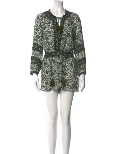 Pre-owned Veronica Beard Printed Crew Neck Romper In Green