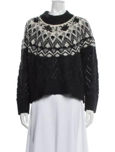 Pre-owned Veronica Beard Printed Crew Neck Sweater In Blue