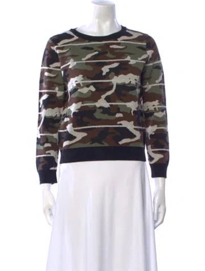 Pre-owned Veronica Beard Printed Crew Neck Sweater In Green