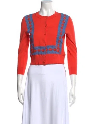 Pre-owned Veronica Beard Printed Crew Neck Sweater In Orange