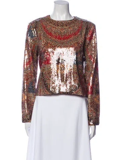 Pre-owned Veronica Beard Printed Crew Neck Sweatshirt In Black