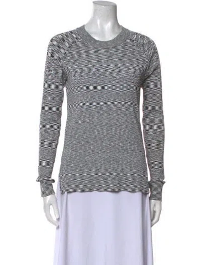 Pre-owned Veronica Beard Printed Crew Neck Sweatshirt In White