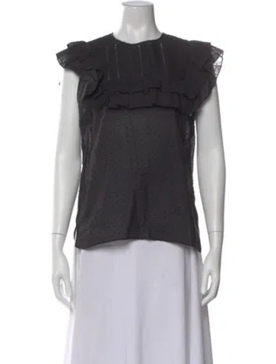 Pre-owned Veronica Beard Printed Crew Neck Top In Black