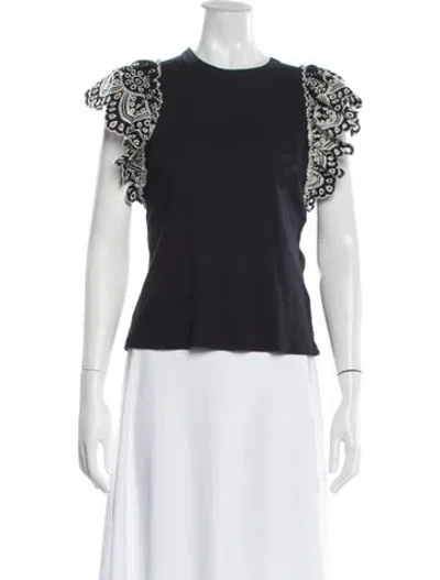 Pre-owned Veronica Beard Printed Crew Neck Top In Blue